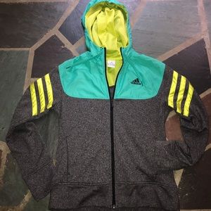 Adidas zip front hoodie nylon sweatshirt track jacket youth 14
